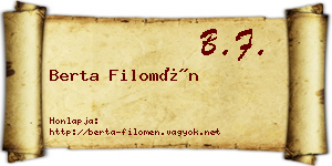 Berta Filomén névjegykártya